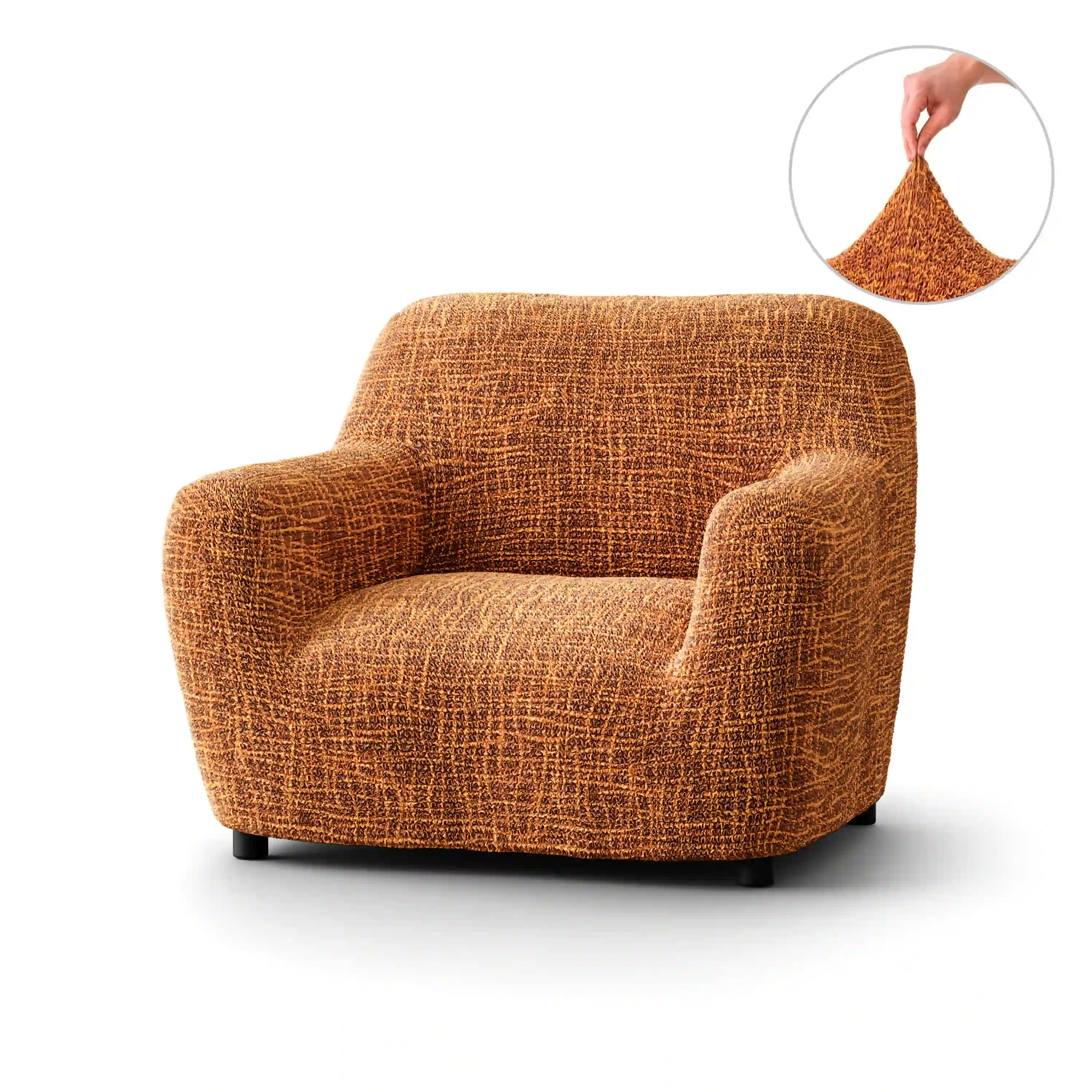 Arm Chair Cover - Graffio Orange, Microfibra Printed